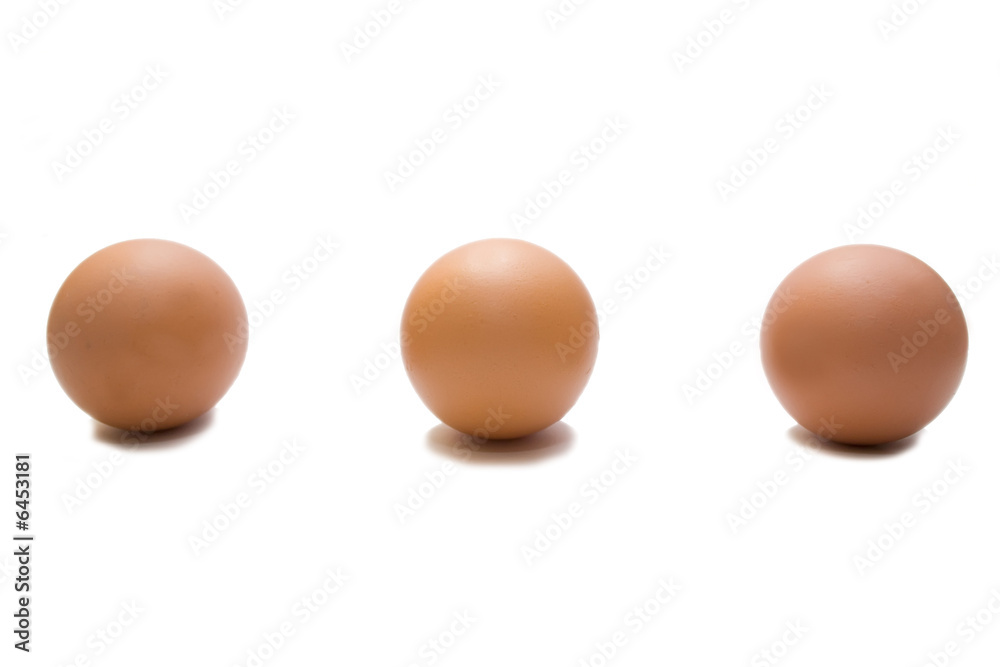 three eggs on the white isolated background three eggs on the white isolated background