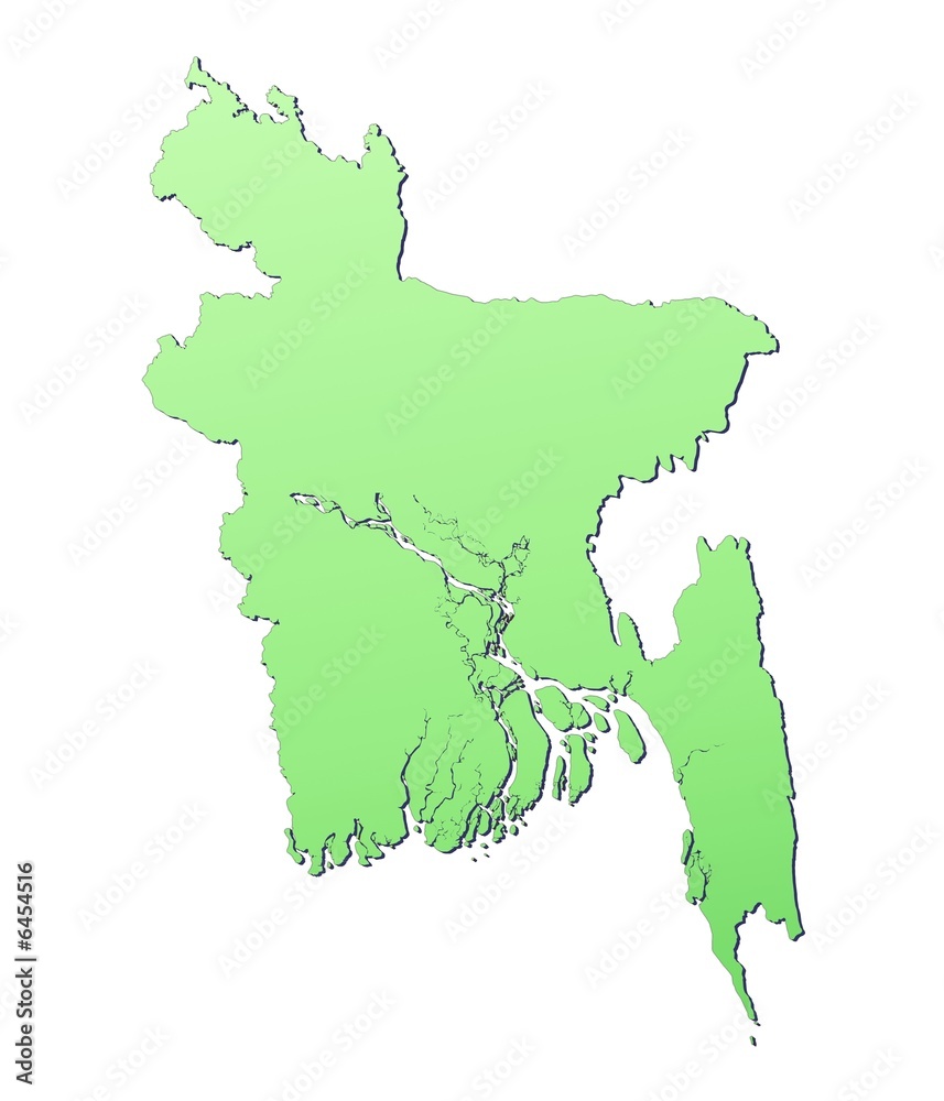 Bangladesh map filled with light green gradient