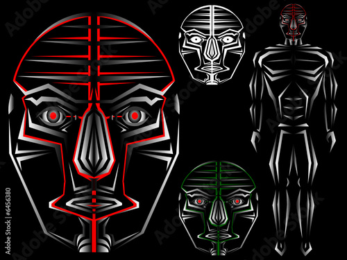 abstract robot head and body design