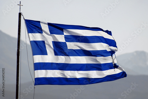 Flag of Greece waving on wind, good sun light