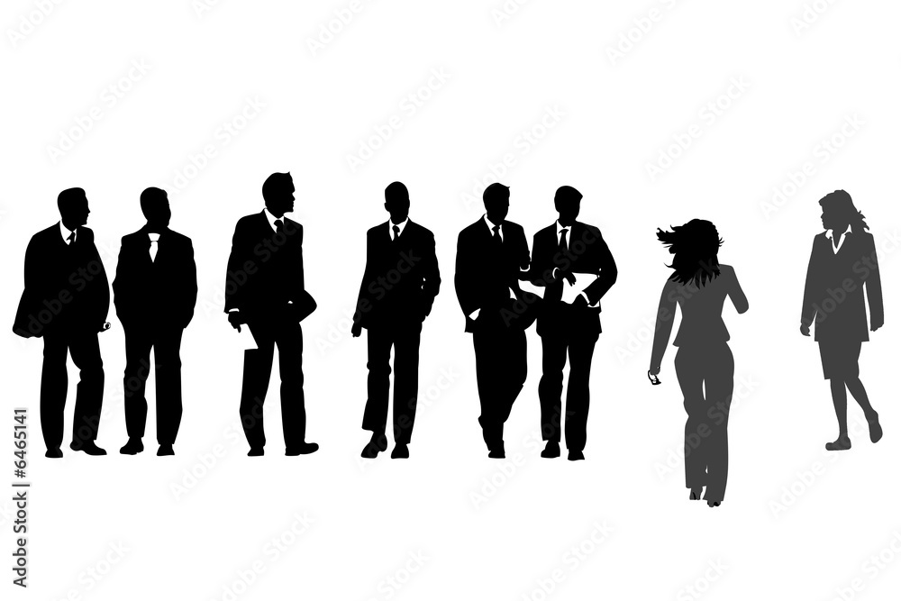 business people discussing silhouette