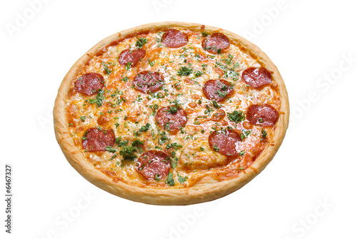 Pizza Pepperoni isolated on white background.