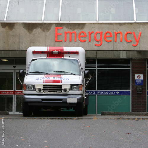 ambuance at emergency room entrance photo
