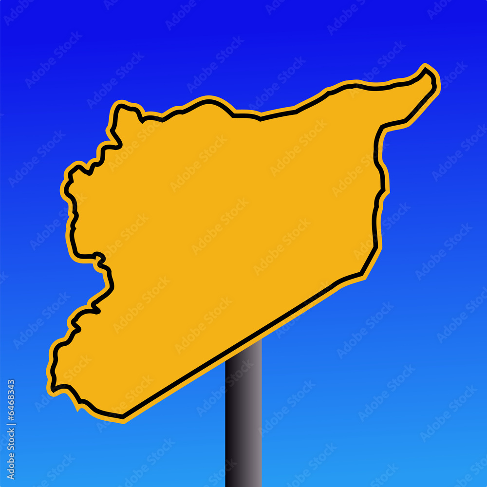 Syria map warning sign