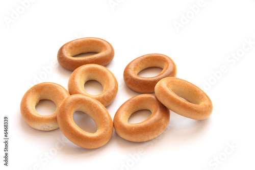 On a photo bagels. A photo on a white background