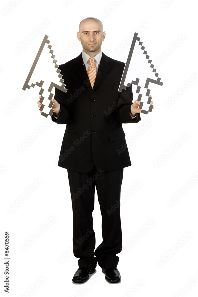 Obraz premium Man with Arrows pointing Up