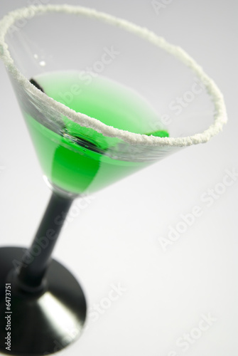 Green cocktail set at an angle