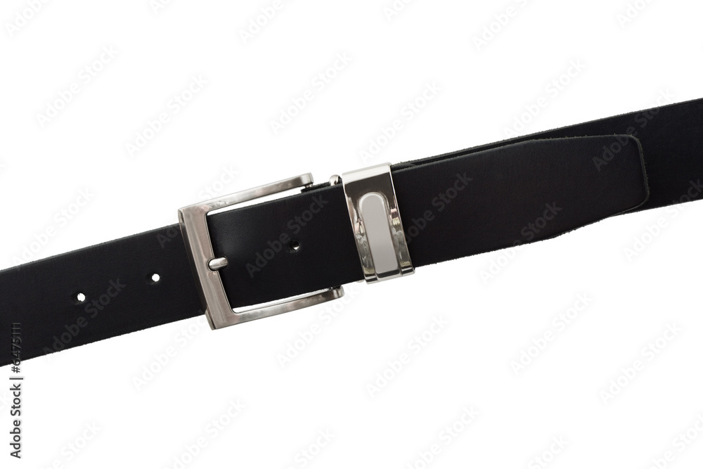 Black leather belt, isolated on white background Black leather belt, isolated on white background