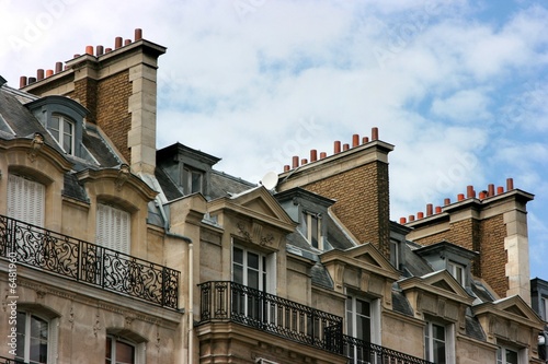 Attics and chimneys in Paris