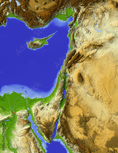 Shaded relief map of Palestine #6486928