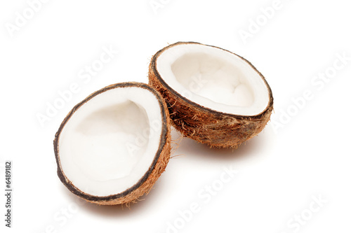 cracked coconut on white