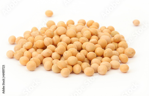 handful of soy beans isolated on white background