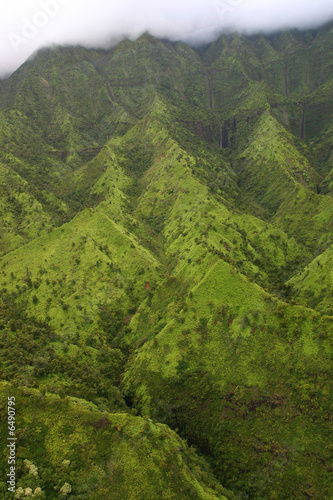 Green mountains and mist in Hawaii
