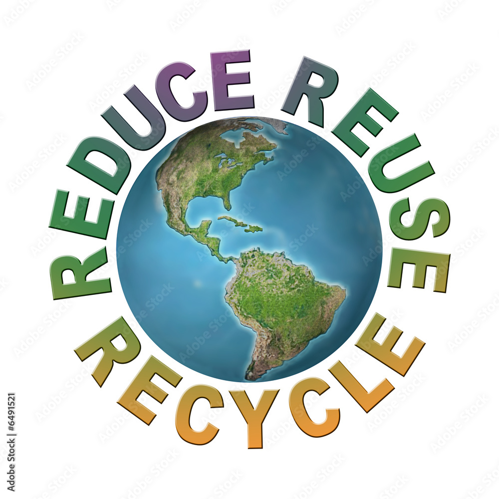 World globe with reduce-reuse-recycle words Stock Illustration | Adobe ...