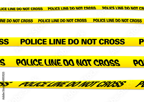 several versions of a police line with clipping paths photo