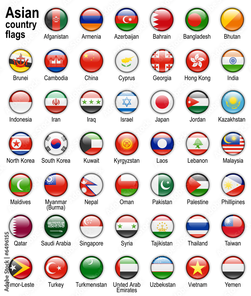 shiny web buttons with asian country flags shiny web buttons with asian country flags