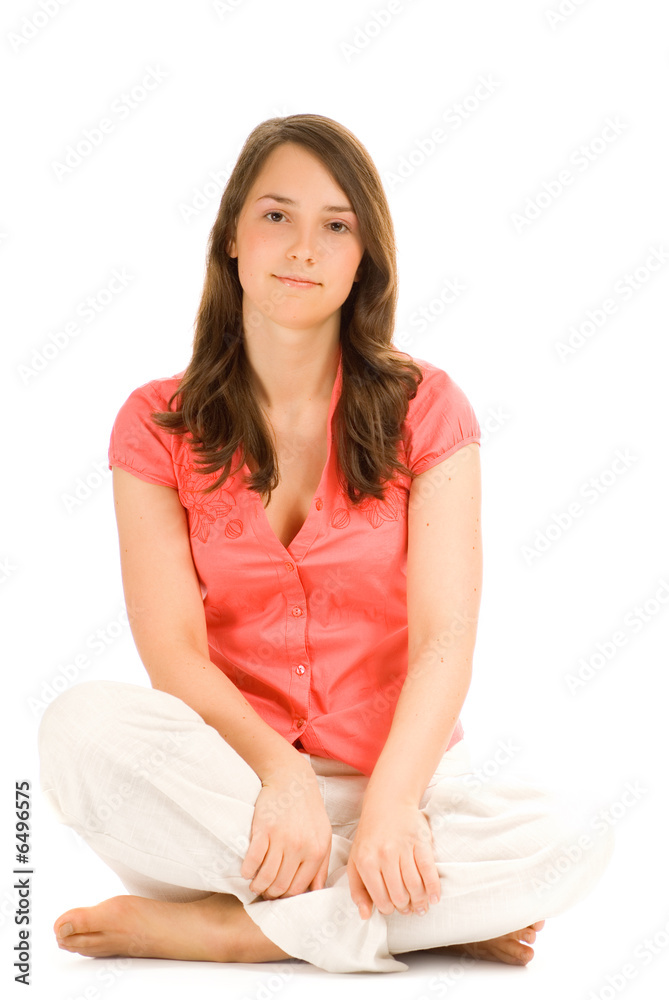 Beautiful teenage girl isolated on white background Beautiful teenage girl isolated on white background