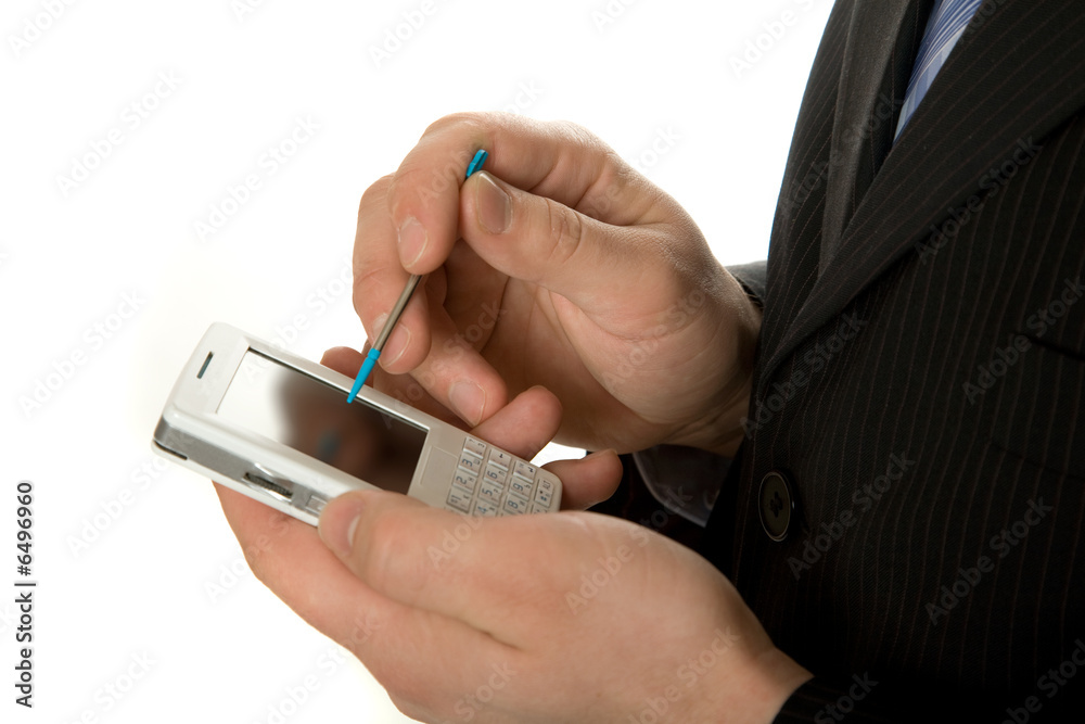 Fototapeta premium Businessman working on a pda organizer
