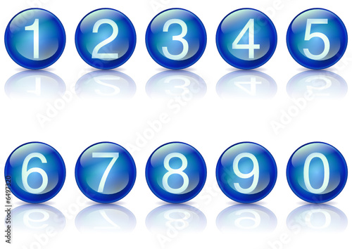 Boules de cristal numérotées bleu