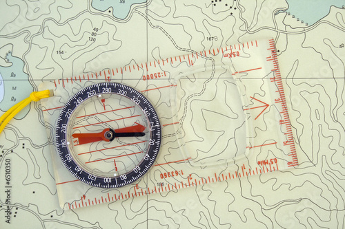 Fototapeta Naklejka Na Ścianę i Meble -  Orienteering Compass & Map