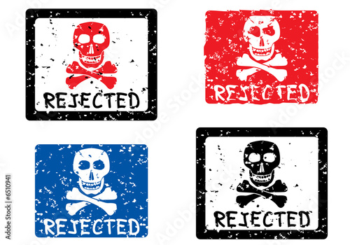 Rejected stamp with image of skull.