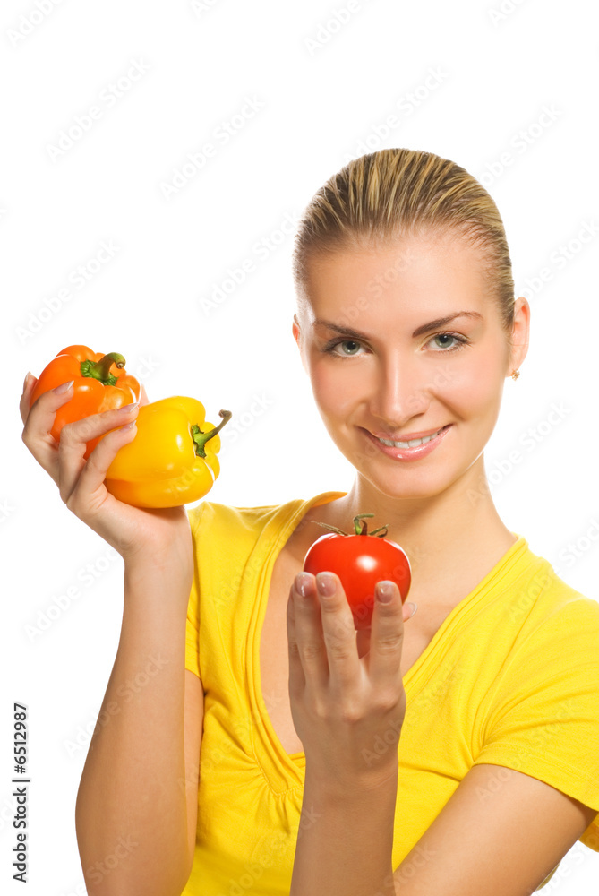 Beautiful young woman with fresh vegetables Beautiful young woman with fresh vegetables