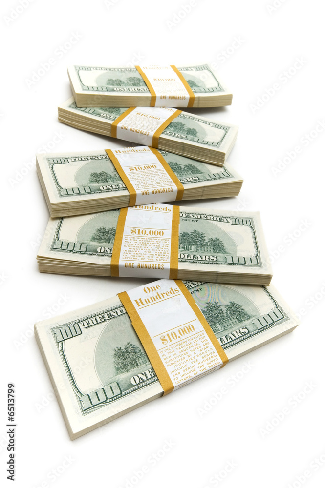 Ten thousand dollar packs isolated on the white Ten thousand dollar packs isolated on the white