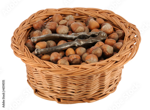 Basket of whole hazelnuts