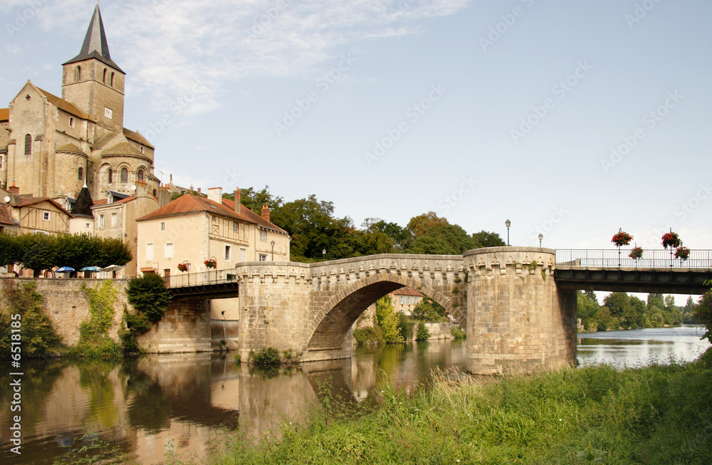 Medieval Riverside Village in France