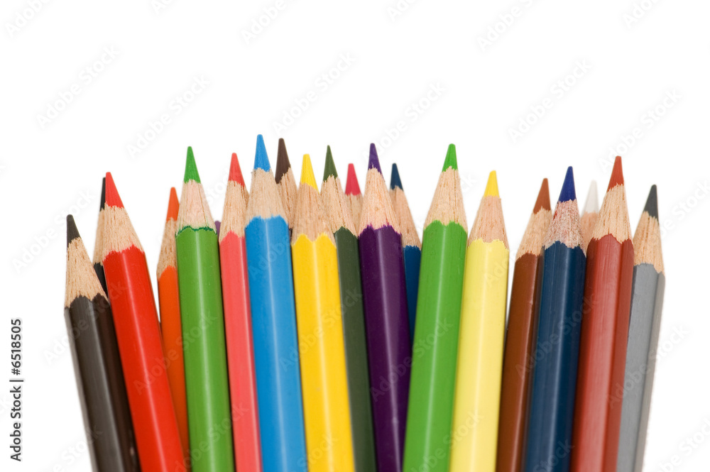 Various colour pencils isolated on the white Various colour pencils isolated on the white