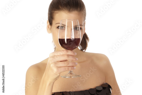 woman with glass photo