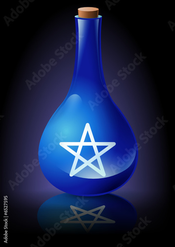 Fiole de potion magique sur fond noir