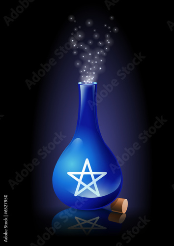 fiole de potion magique et son nuage d'étoile