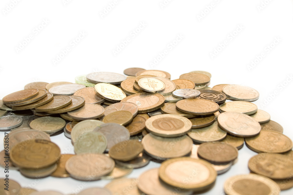 old antique metallic money on the white isolated background old antique metallic money on the white isolated background