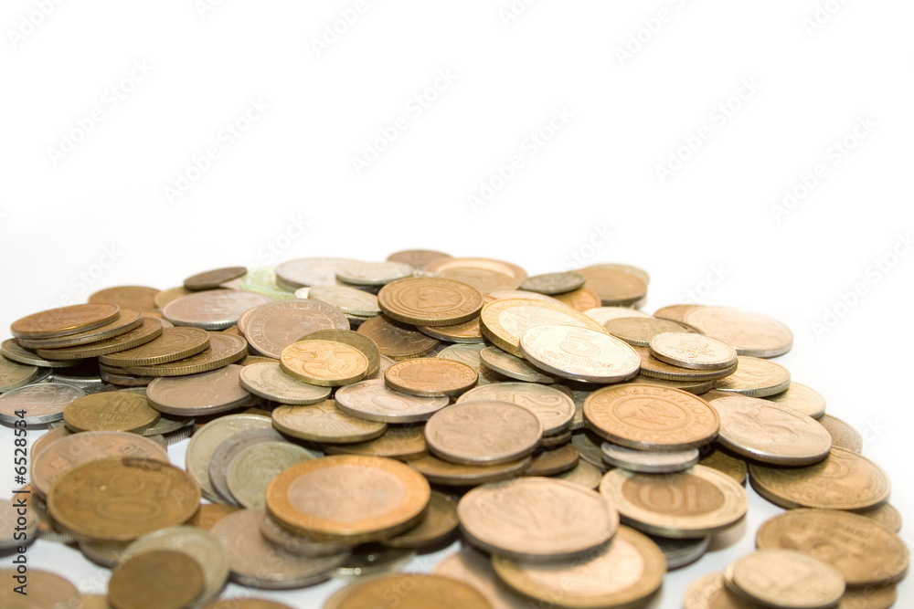 old antique metallic money on the white isolated background old antique metallic money on the white isolated background