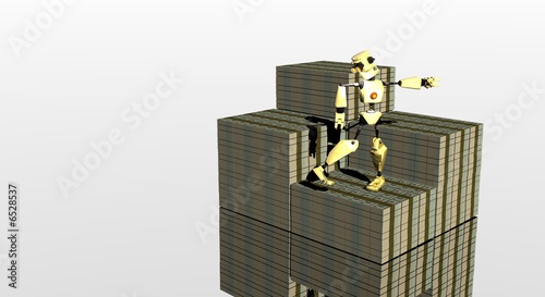 robot with stacks of cash photo