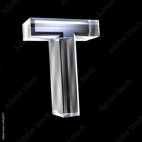 letter T in glass 3D