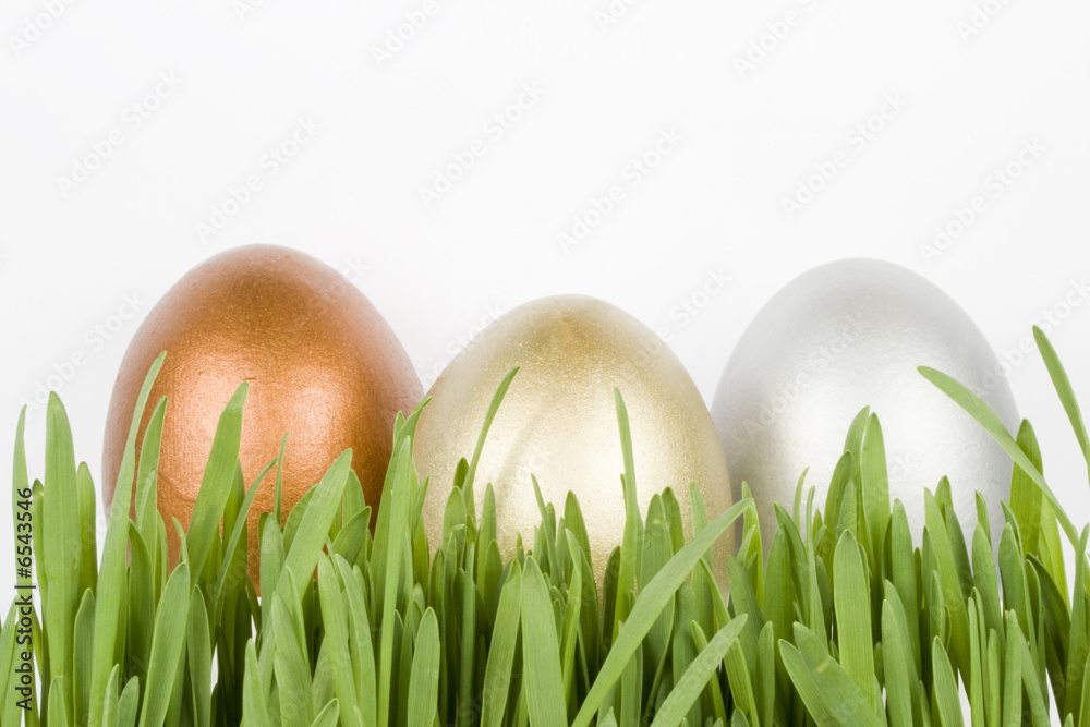 Gold, silver and bronze eggs