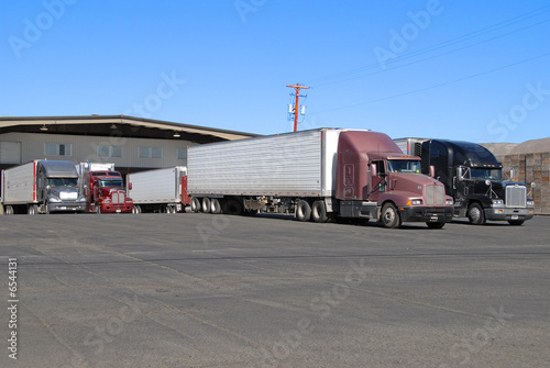 semis at warehouse