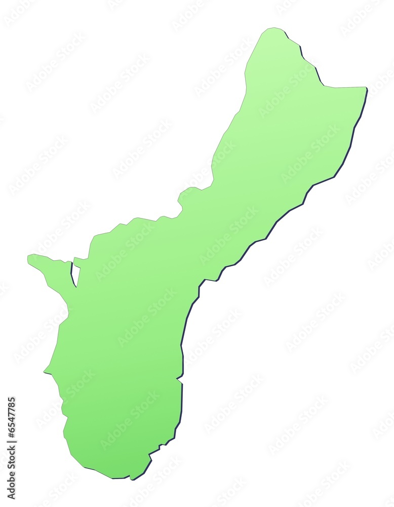 Guam map filled with light green gradient