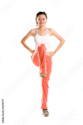 woman exercise one leg up