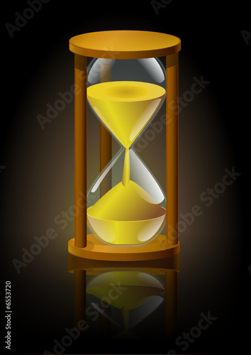 Sablier avec reflet sur fond noir