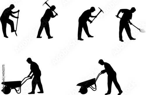 man with tools silhouettes