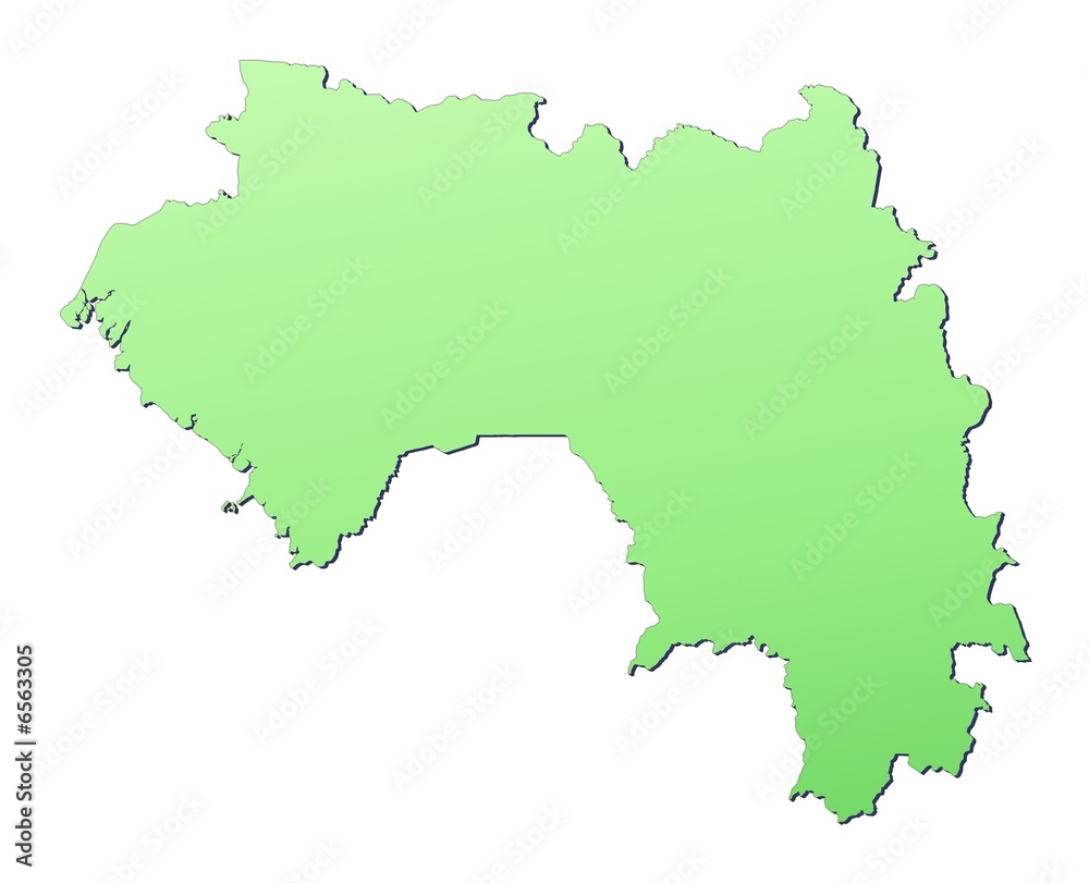 Obraz premium Guinea map filled with light green gradient