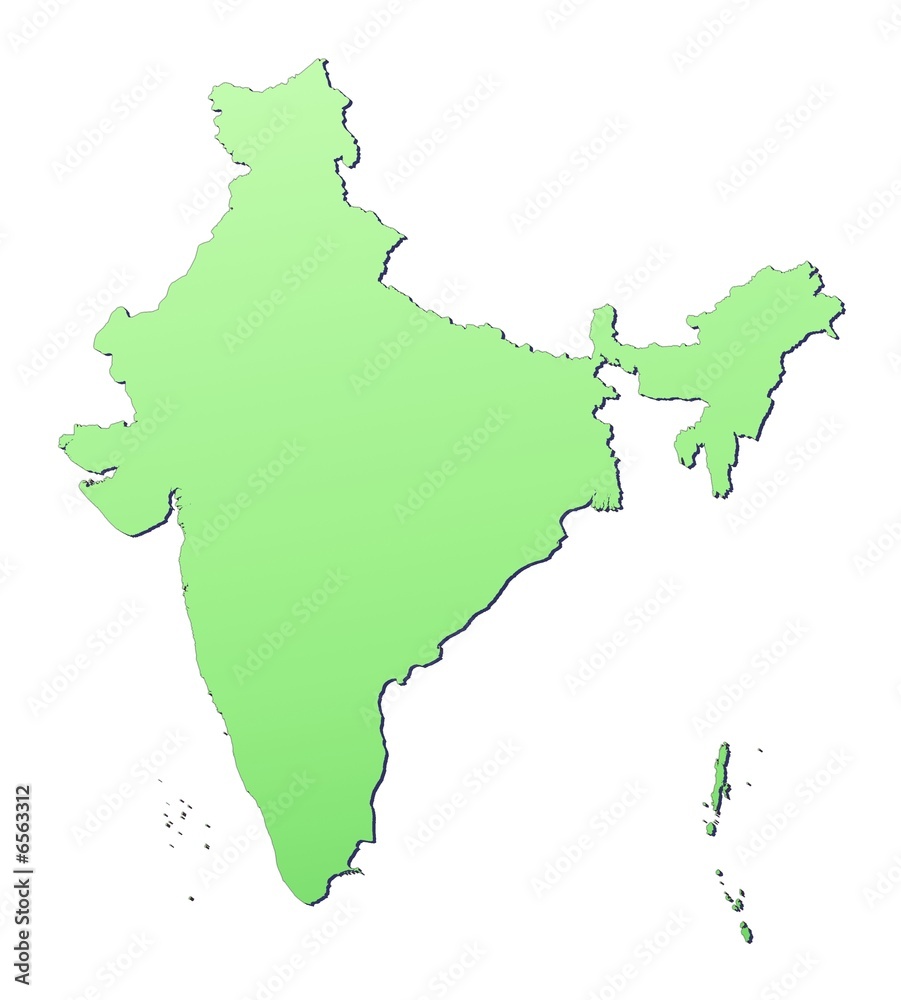 India map filled with light green gradient