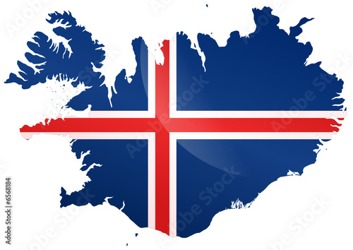 Carte de l'Islande (drapeau reflet)