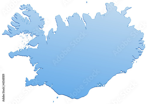 Carte de l'Islande bleu