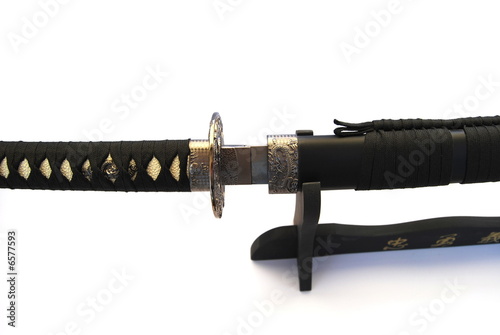 Hilt of a japanese katana photo