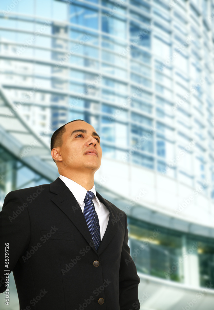 Happy Business Man Outside Building