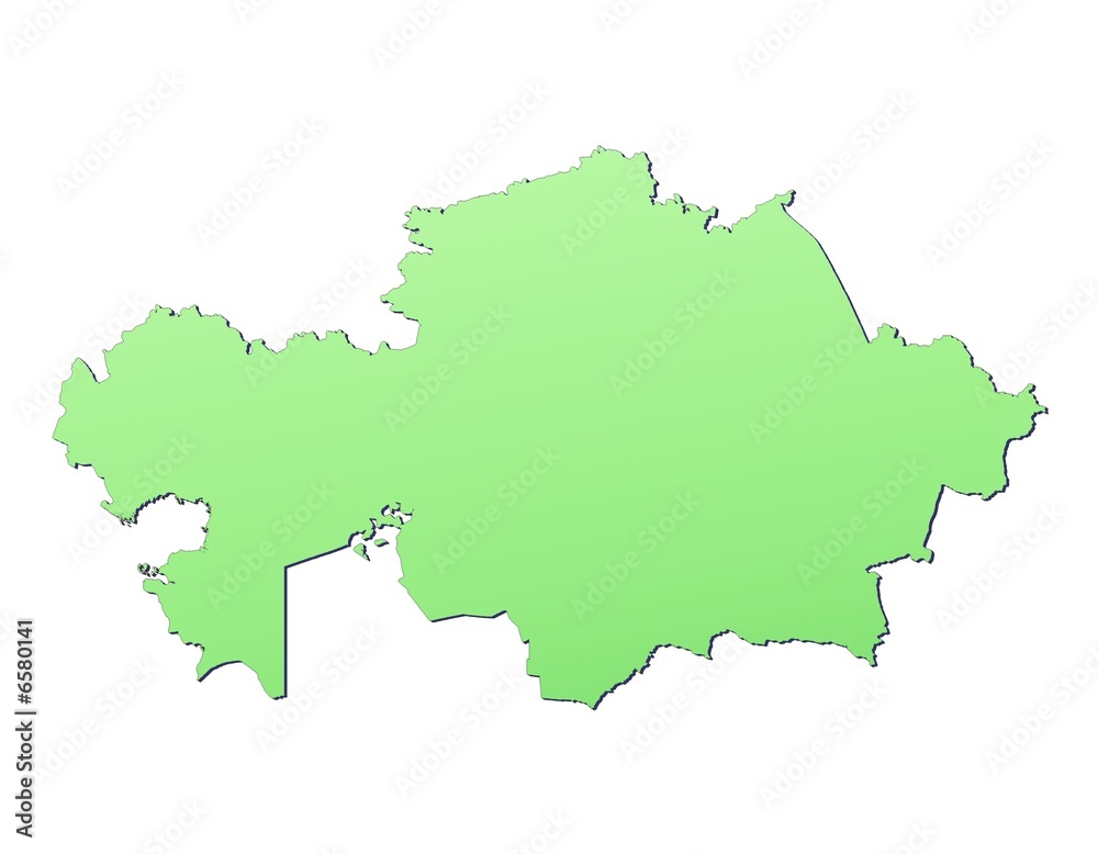 Kazakhstan map filled with light green gradient